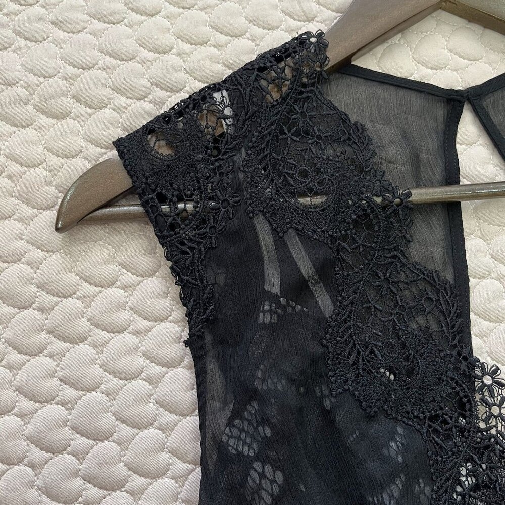 $419 NWT ALLSAINTS Sara Lace Midi Black Dress Size 8 - Picture 8 of 14